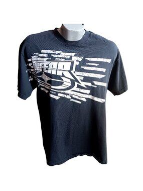 Large Vintage T-shirt Y2K No Fear Black Graphic T-Shirt Distressed Print Design